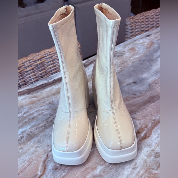 Women’s FREE PEOPLE double stack platform cream booties- Size 36.5 - Picture 2 of 13